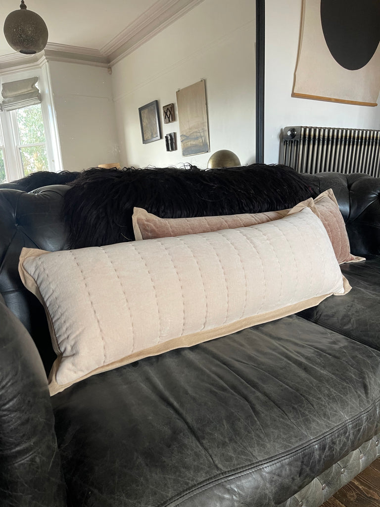 Maitri : Stonewashed Velvet Cushion- old Pink (30x90)