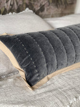 Maitri: Stonewashed Velvet Cushion  - charcoal (30x90)