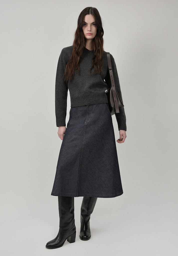 A.P.C. Women JUPE SEASIDE Flared skirt in indigo blue Japanese denim