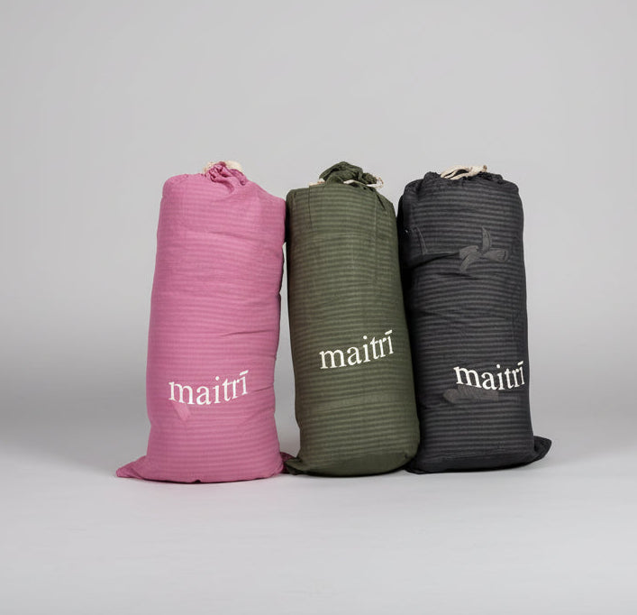 Maitri: Recycled Cream and Dusty Pink stripes mattress
