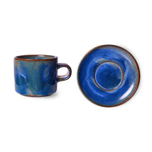 HK Living CHEF CERAMICS: CUP AND SAUCER, RUSTIC BLUE
