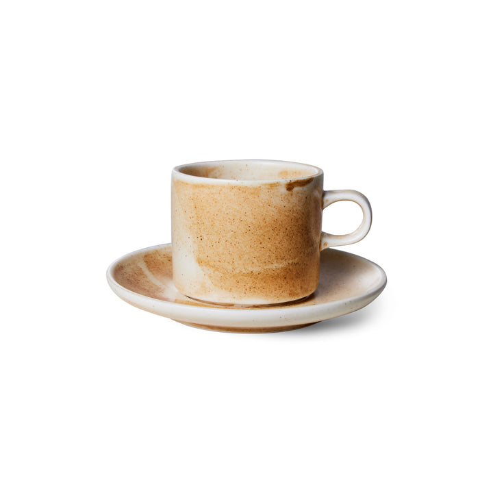 HK Living Chef ceramics: cup and saucer, rustic cream/brown