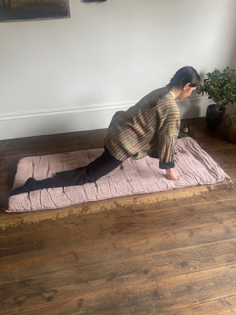 Maitri: Recycled Cream and Dusty Pink stripes mattress