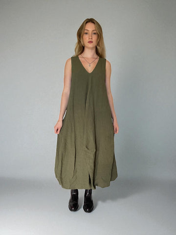 WDTS Mischa Dress Olive Green Linen