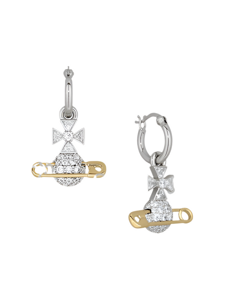 Vivienne Westwood HECTORINA HOOP EARRINGS - PLATINUM / GOLD / WHITE CZ