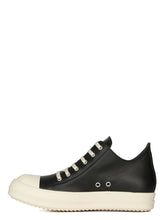 Rick Owens SS26 Temple Low Sneaks in Black/Milk/Milk Full Grain Cow Leather