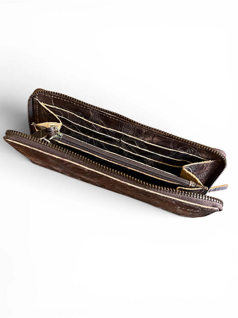 ZIPPED PURSE / WALLET - BROWN Rose