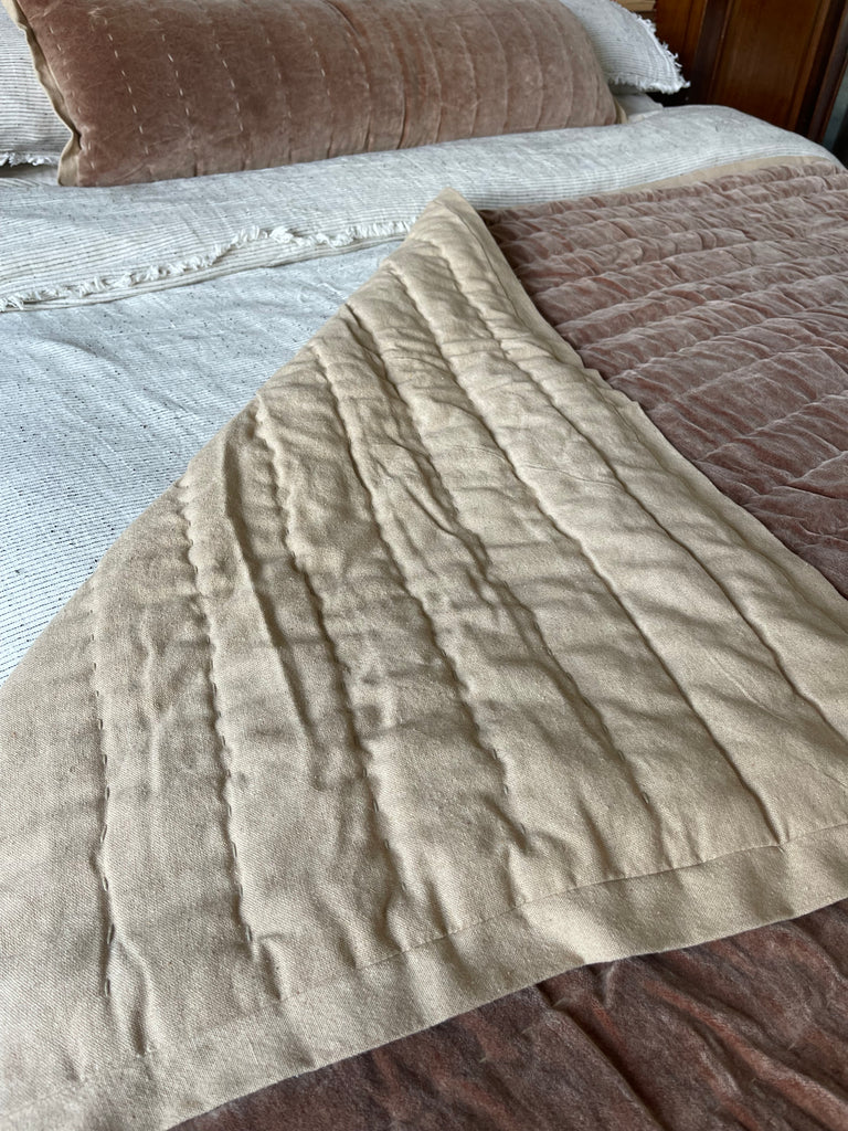 Maitri: Stonewashed Velvet quilt - CLAY