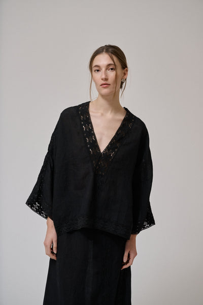 Anne-Mi Black Bark 7/8 blouse