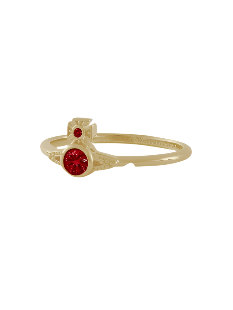 Vivienne Westwood LONDON ORB RING - GOLD / RED CZ