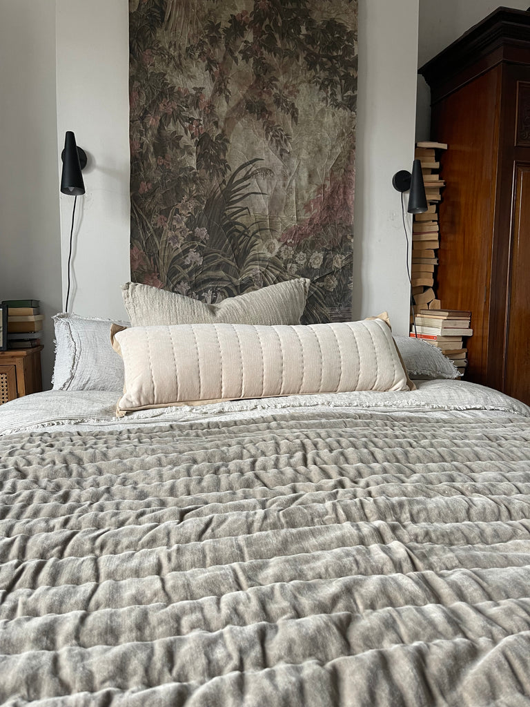 Maitri : Stonewashed Velvet Cushion- old Pink (30x90)