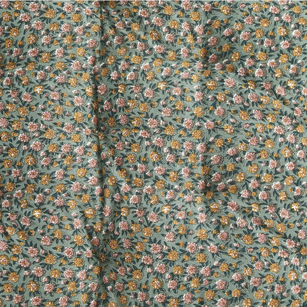 Madam Stoltz Printed Cotton Mattress - Dusty Green, aqua, honey, rose