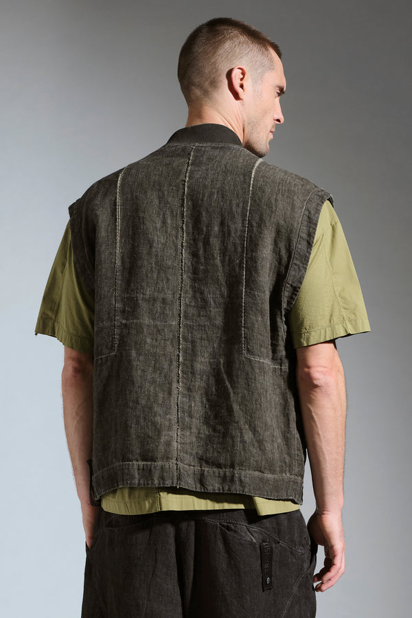 Transit Oversized zipped vest - Cold Dyed