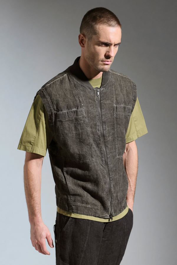 Transit Oversized zipped vest - Cold Dyed