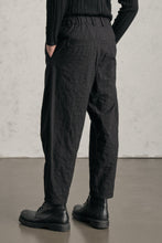 Transit Loose-fit tobi trousers in mottled pinstriped cotton blend with hand embroidery on the back pocket