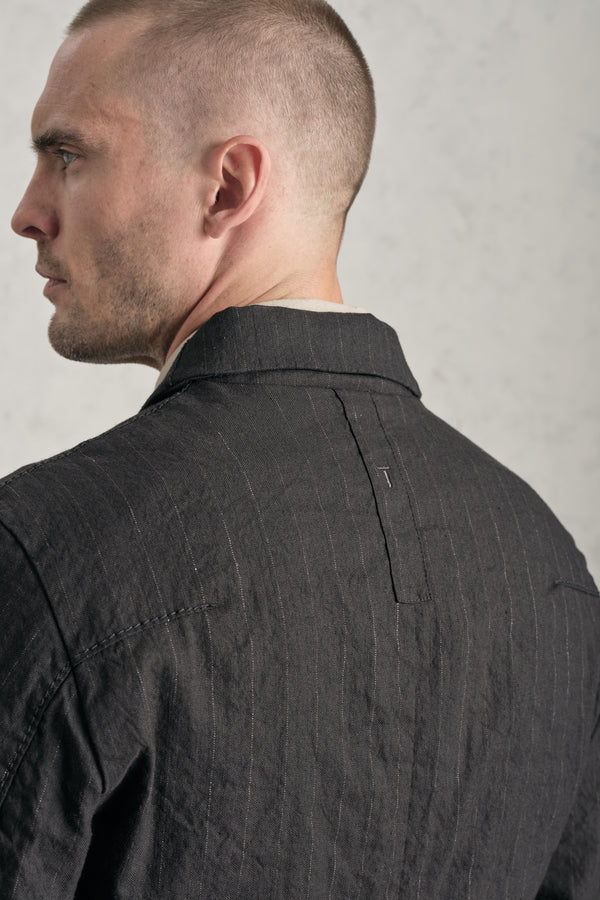 Transit Regular-fit jacket in pinstriped cotton blend, hand embroidery on breast pocket