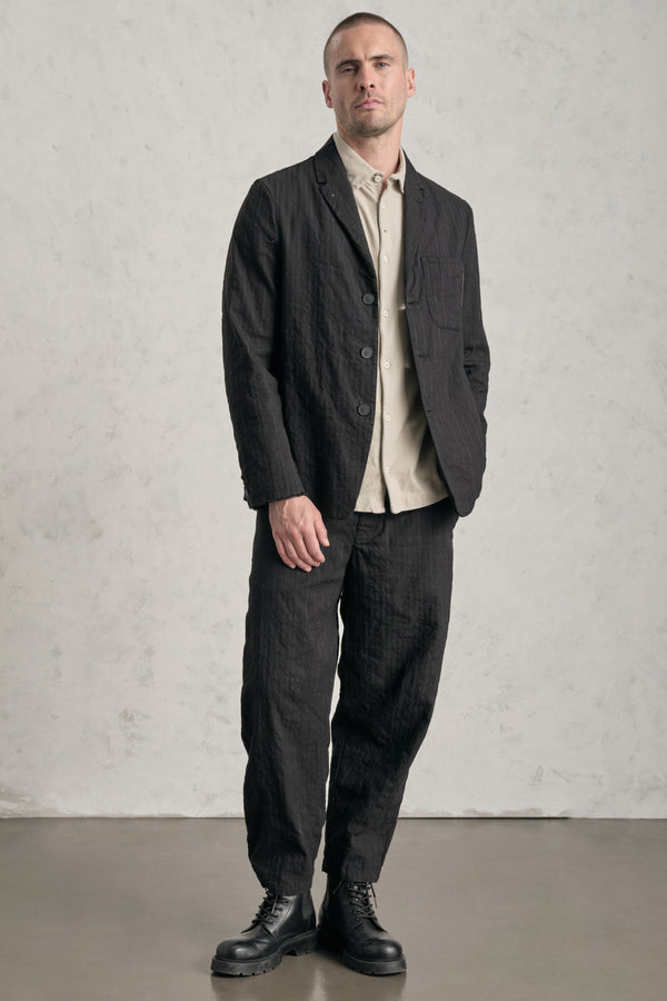 Transit Regular-fit jacket in pinstriped cotton blend, hand embroidery on breast pocket