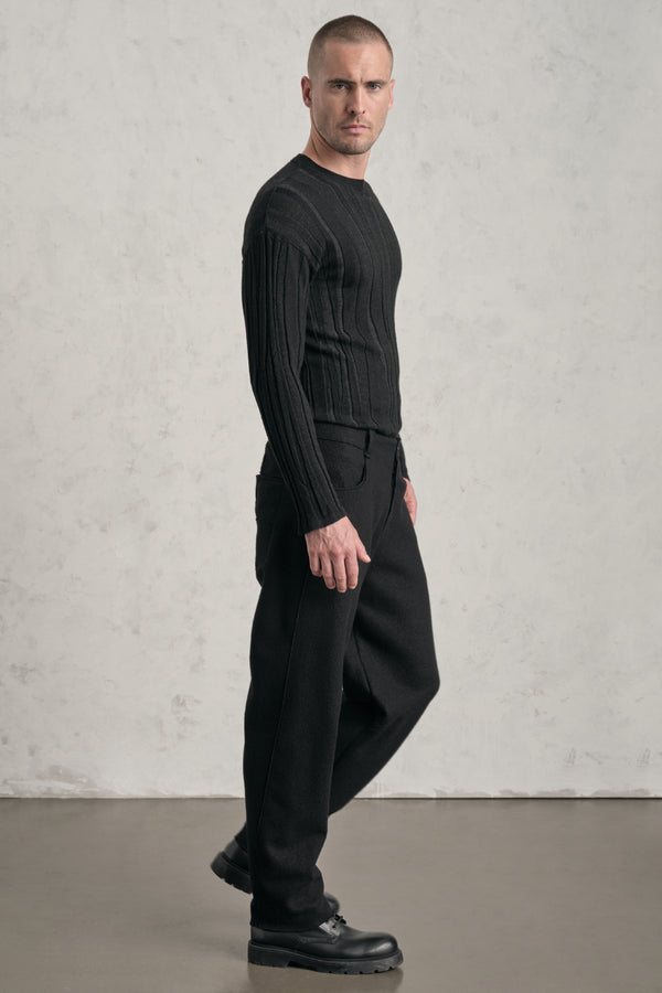 Transit Ergonomic loose-fit wide-leg trousers in boiled wool