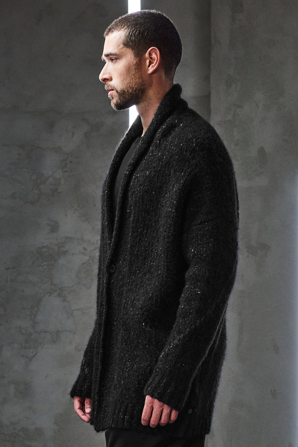 Transit Mens Wool and linen oversize cardigan knit