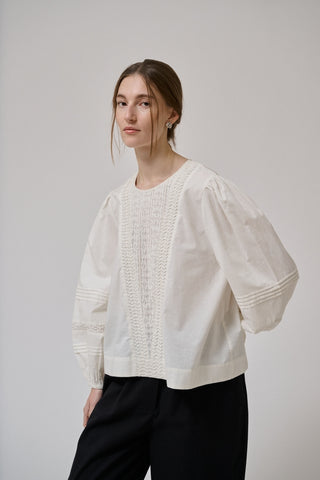 Anne-Mi White Sand Clover ls blouse