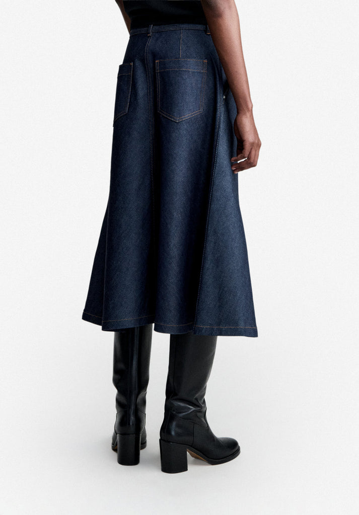 A.P.C. Women JUPE SEASIDE Flared skirt in indigo blue Japanese denim