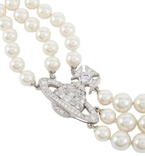 Vivienne Westwood Graziella three row pearl necklace platinum creamrose