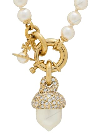 Vivienne Westwood Lucille Pearl Necklace Gold / White CZ / Creamrose Pearl