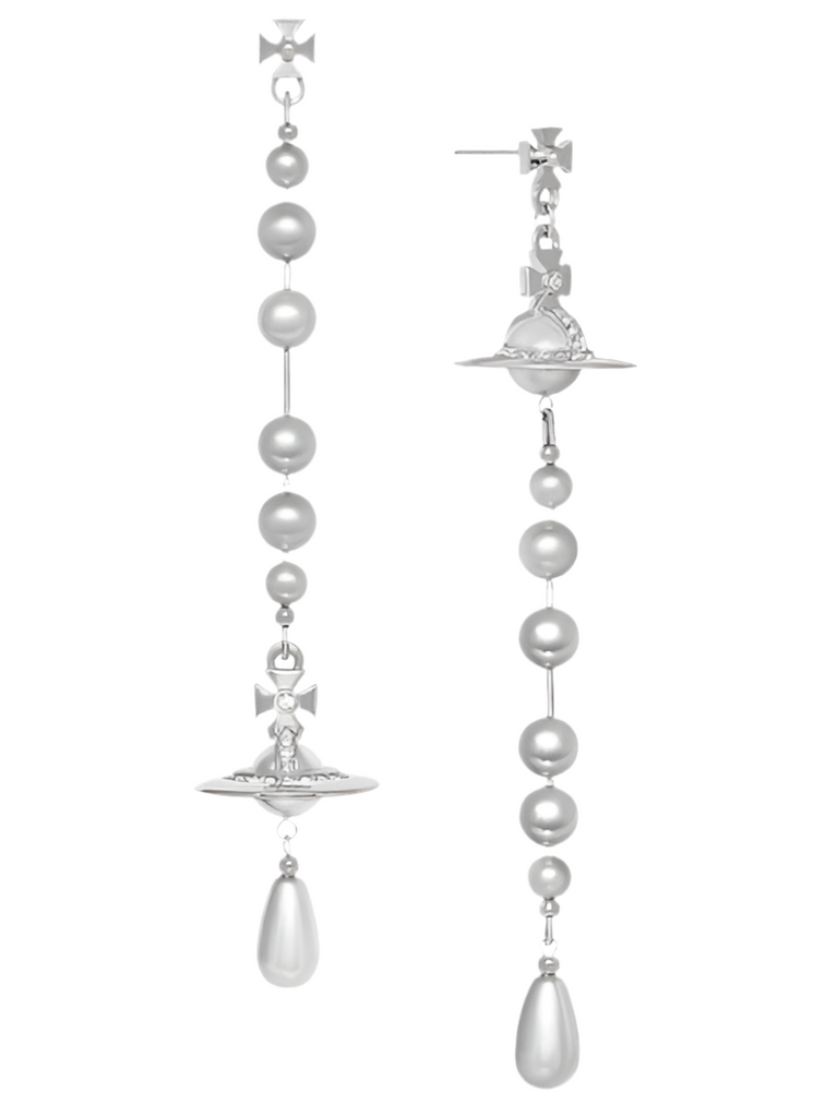 Vivienne Westwood Broken Pearl Earrings Platinum