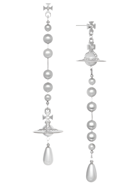 Vivienne Westwood Broken Pearl Earrings Platinum