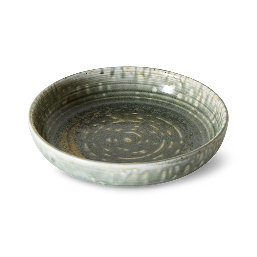 HKLiving Chef ceramics: deep plate M, rustic green