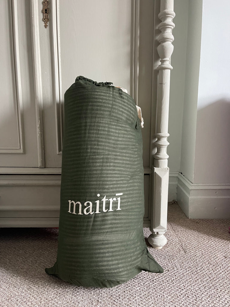 Maitri: Recycled Cream and Olive stripes mattress