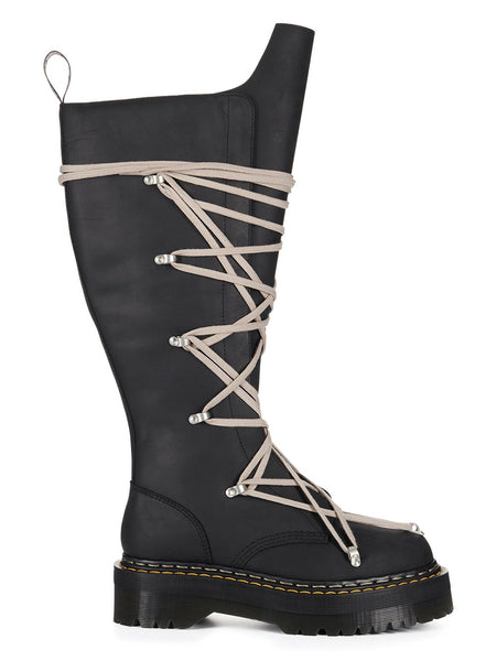 DR. MARTENS X RICK OWENS FW25 1B60 QUAD SOLE PENTALACE BOOT IN OILY NUBUCK COW LEATHER