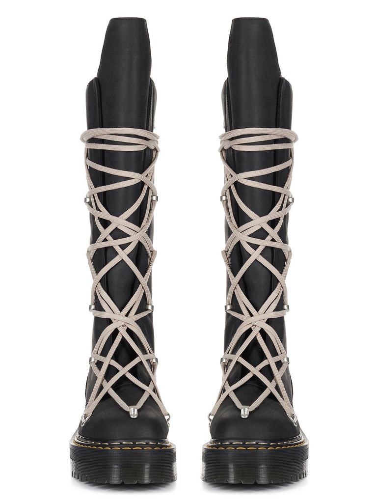 DR. MARTENS X RICK OWENS FW25 1B60 QUAD SOLE PENTALACE BOOT IN OILY NUBUCK COW LEATHER
