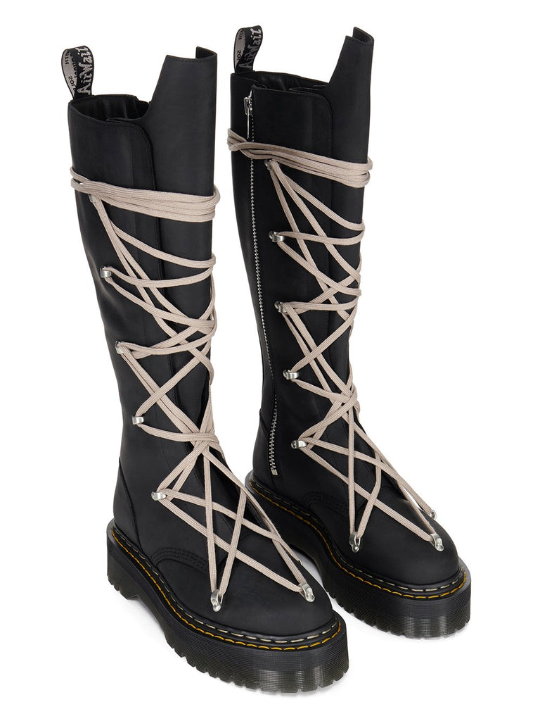 DR. MARTENS X RICK OWENS FW25 1B60 QUAD SOLE PENTALACE BOOT IN OILY NUBUCK COW LEATHER