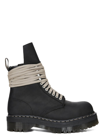 DR. MARTENS X RICK OWENS FW25 QUAD SOLE STEEL TOE BOOT IN OILY NUBUCK COW LEATHER