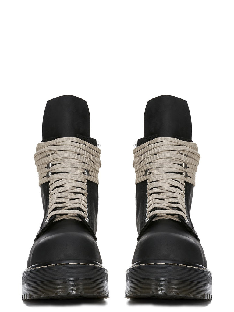DR. MARTENS X RICK OWENS FW25 QUAD SOLE STEEL TOE BOOT IN OILY NUBUCK COW LEATHER