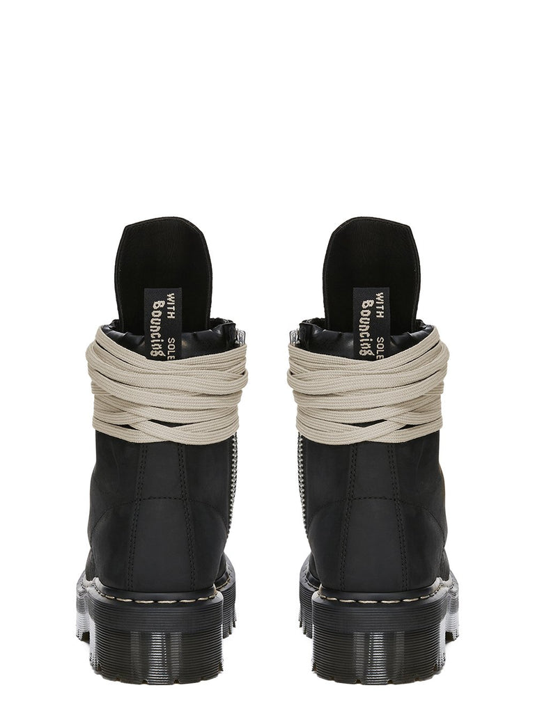DR. MARTENS X RICK OWENS FW25 QUAD SOLE STEEL TOE BOOT IN OILY NUBUCK COW LEATHER