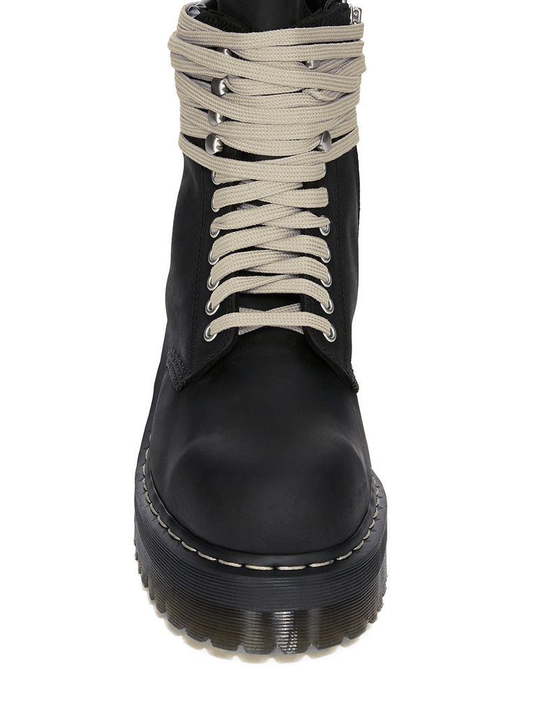 DR. MARTENS X RICK OWENS FW25 QUAD SOLE STEEL TOE BOOT IN OILY NUBUCK COW LEATHER