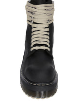 DR. MARTENS X RICK OWENS FW25 QUAD SOLE STEEL TOE BOOT IN OILY NUBUCK COW LEATHER