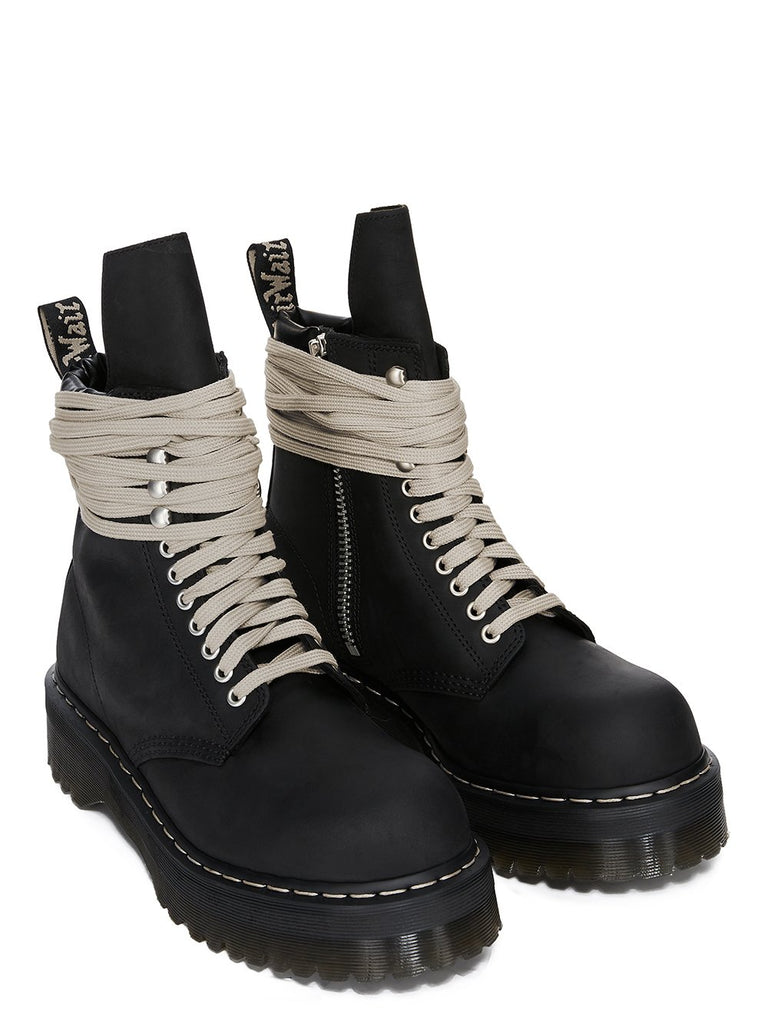 DR. MARTENS X RICK OWENS FW25 QUAD SOLE STEEL TOE BOOT IN OILY NUBUCK COW LEATHER