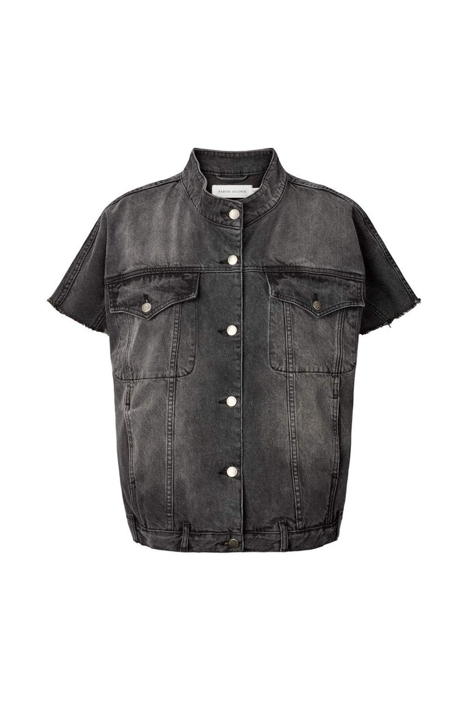 Rabens Saloner Mir Denim vest jacket Washed black denim