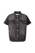 Rabens Saloner Mir Denim vest jacket Washed black denim