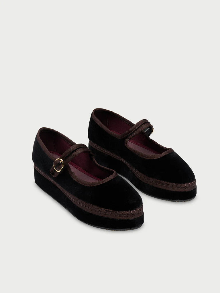 Double Seth Mary Jane velvet shoes