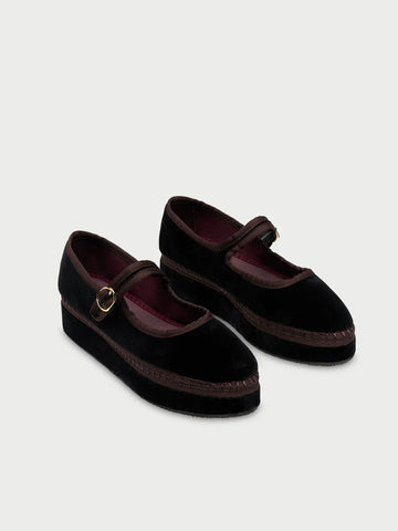 Double Seth Mary Jane velvet shoes