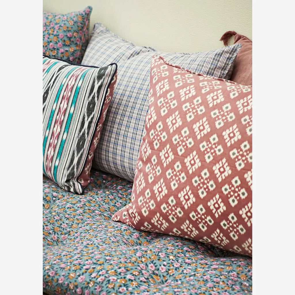 Madam Stoltz Printed Cotton Mattress - Dusty Green, aqua, honey, rose