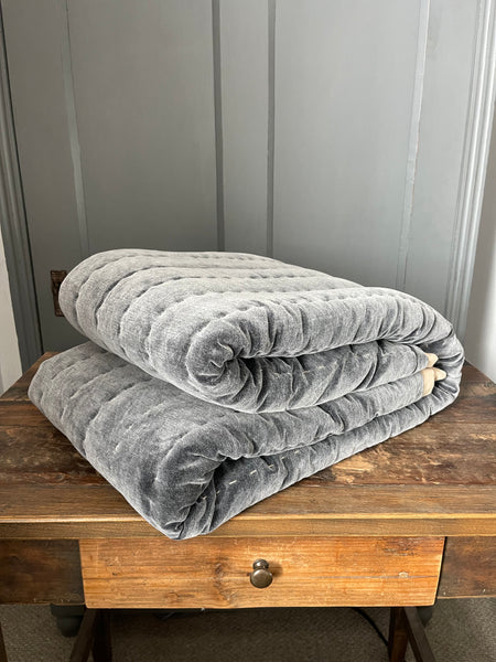 Maitri: Stonewashed Velvet quilt- CHARCOAL