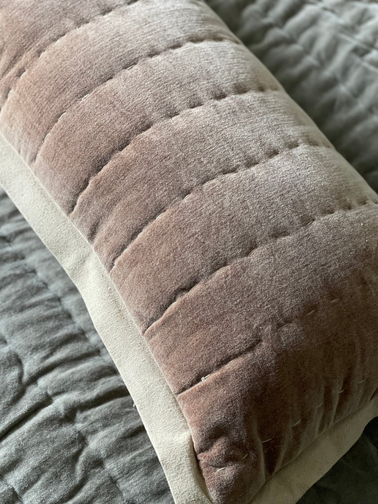 Maitri : Stonewashed Velvet Cushion  - Clay (30x90)