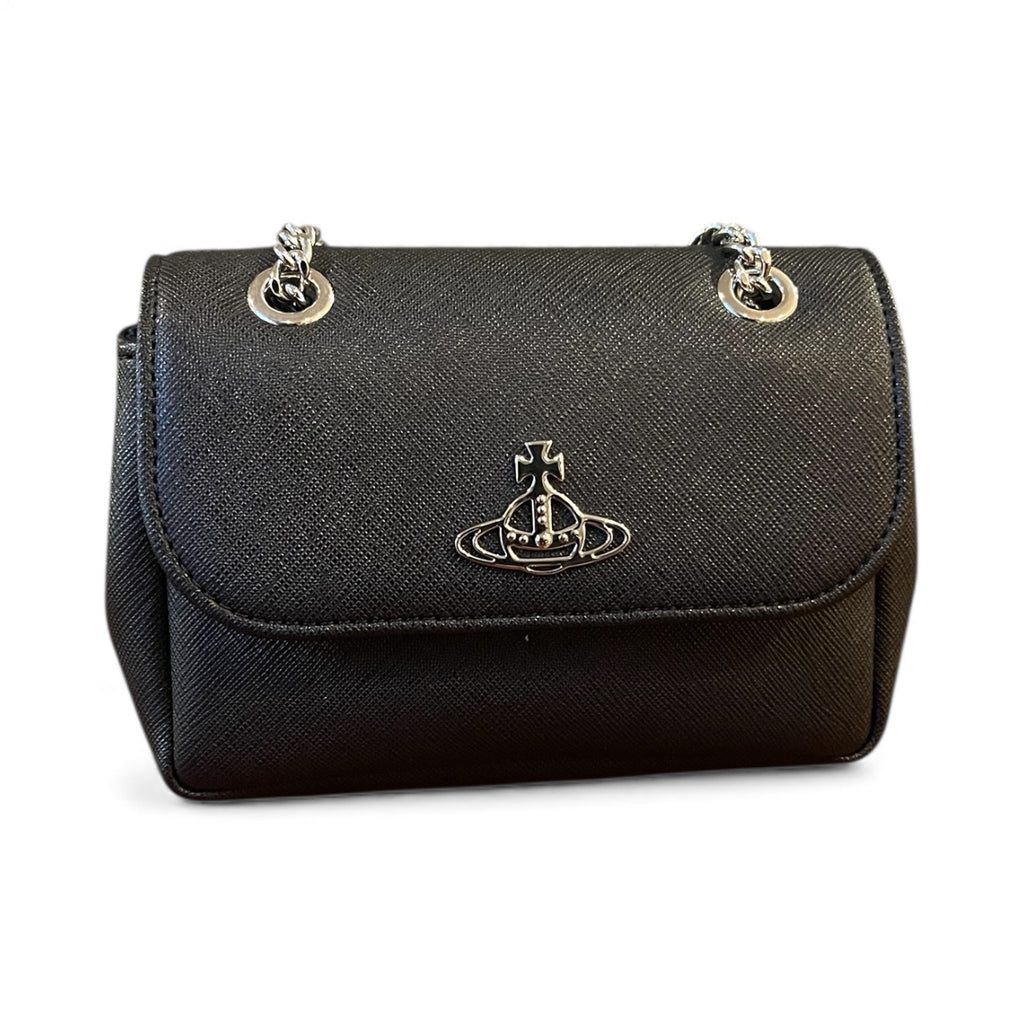 Vivienne Westwood Small Purse w/ silver Chain, Saffiano plain