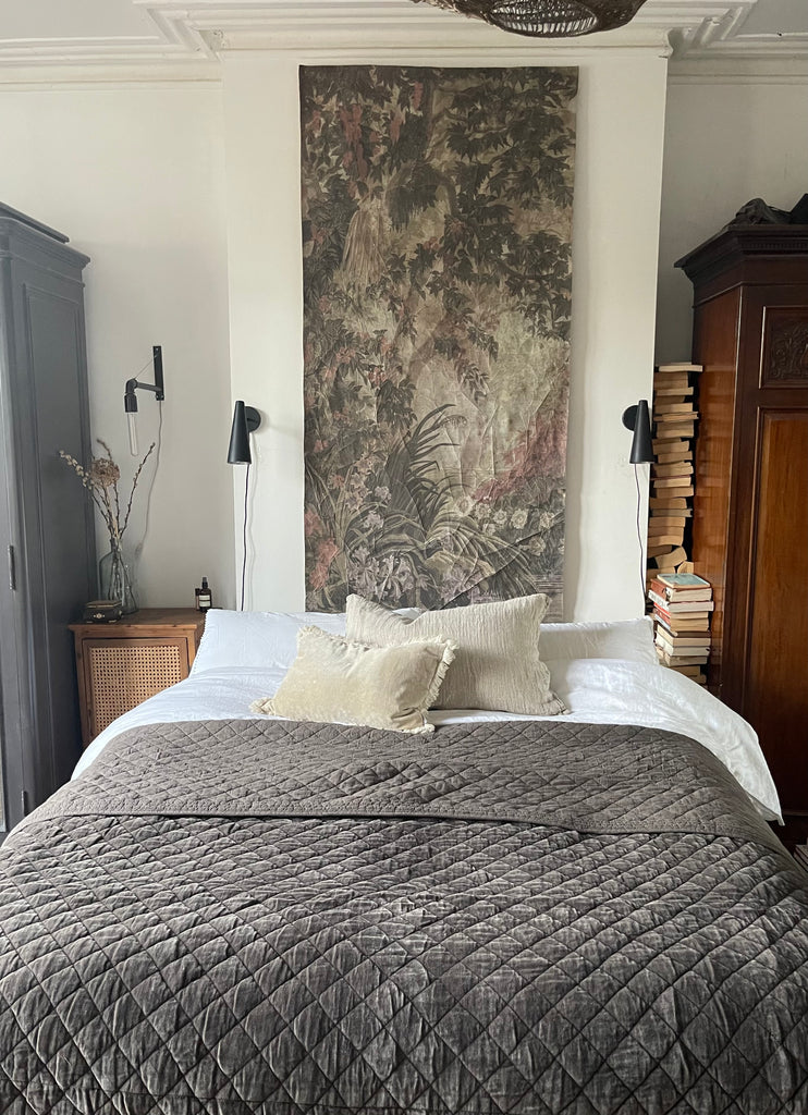 Maitri 6ft. Super King-size Brown Cotton Velvet Bedspread