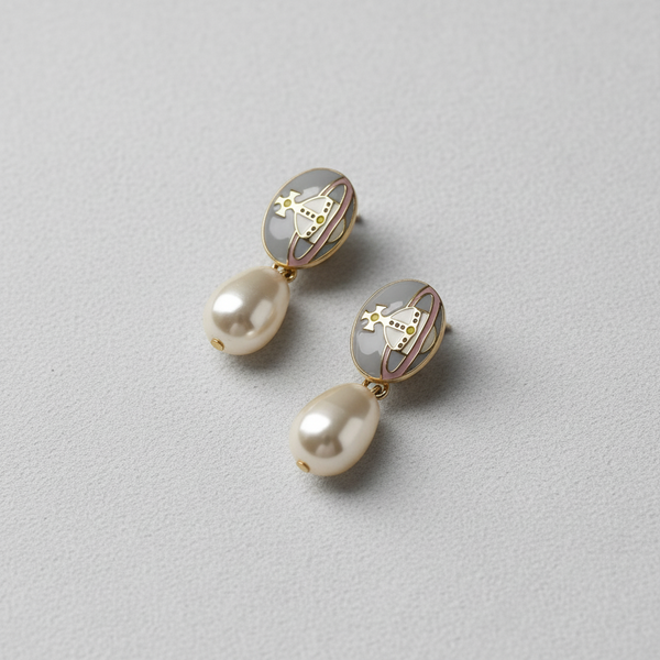 Vivienne Westwood Loelia Earrings - Gold Pale Blue